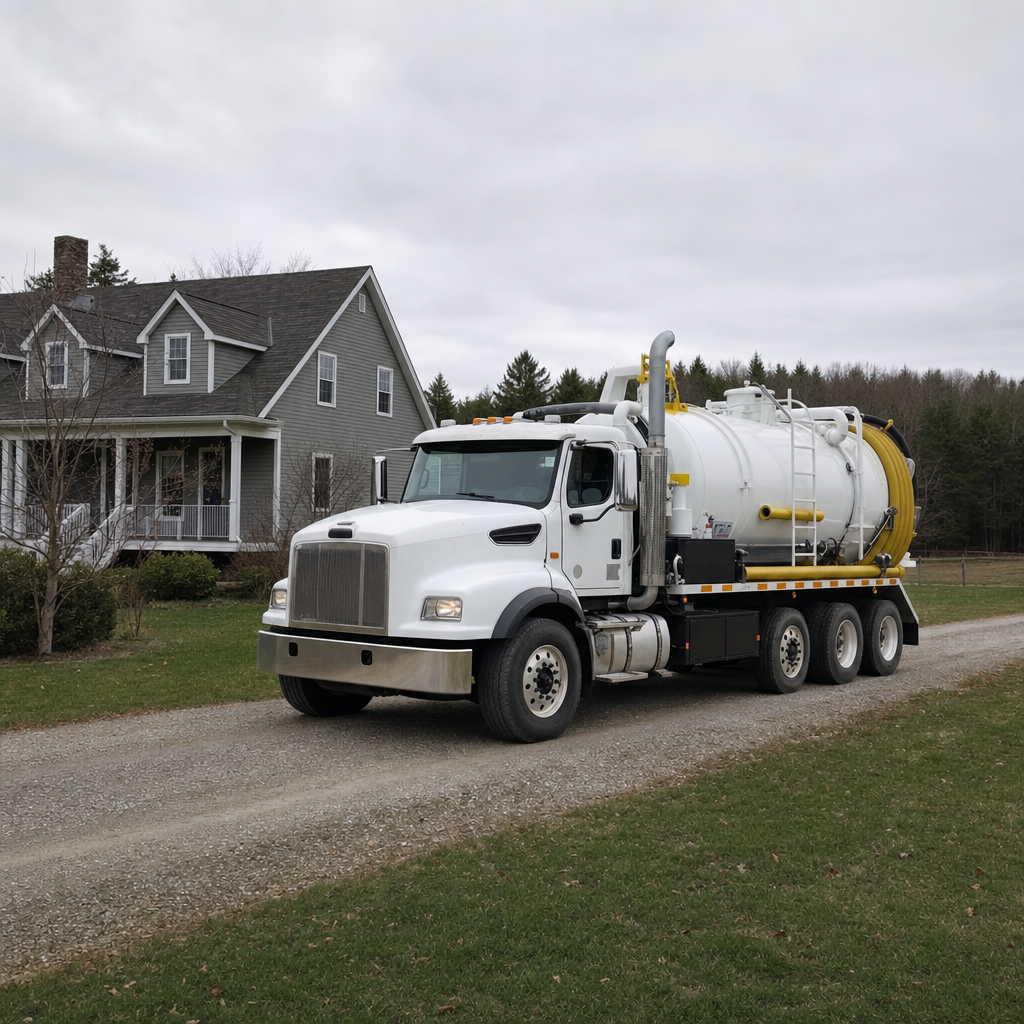 Septic vacuum truck arriving at a East Irvine home for same-day emergency service