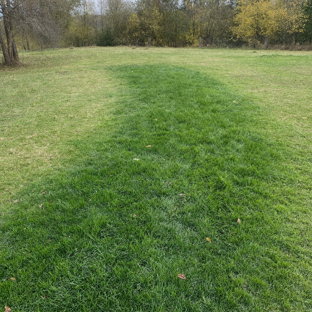 A soggy, unusually green patch of lawn over the drain field of a East Irvine home, a sign the septic tank needs pumping